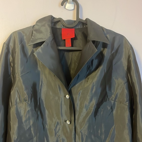 JS Collections Gray Satin Rhinestone Button Blazer Jacket or Blouse size 8 - Picture 2 of 15